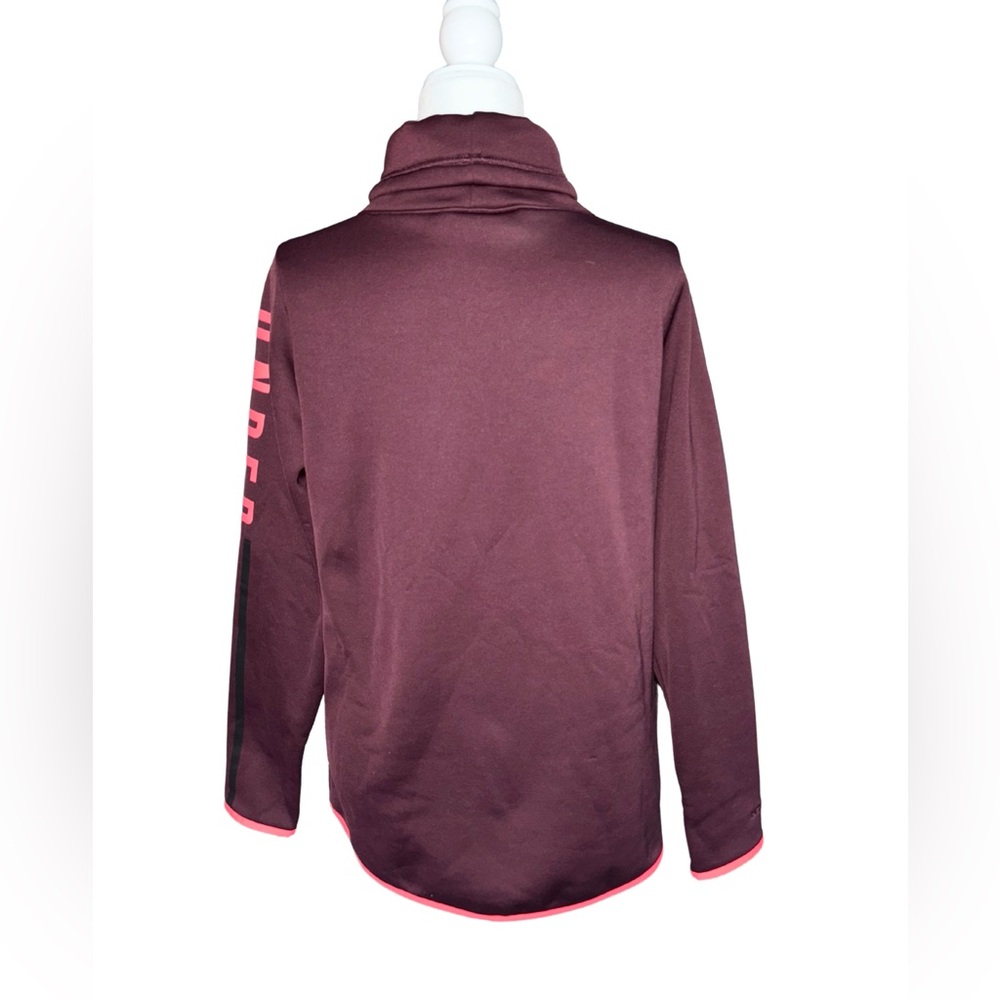 Under Armour Women’s ColdGear Cowl Neck Maroon Pullover Pink Accent Logo Size M - Picture 3 of 6